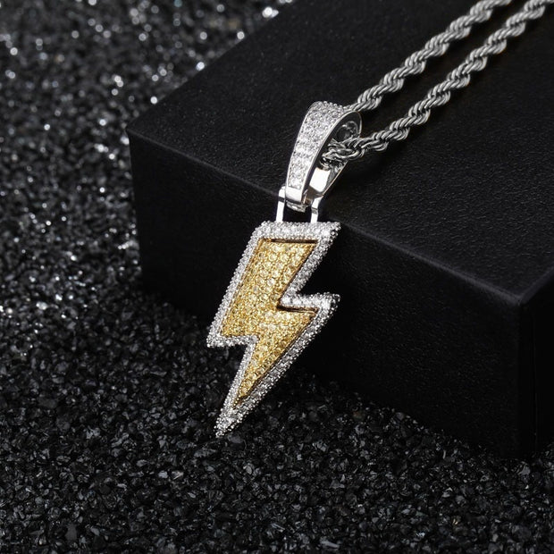 ICED LIGHTNING PENDANT & CHAIN SET