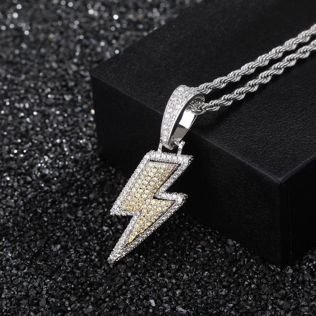 ICED LIGHTNING PENDANT & CHAIN SET