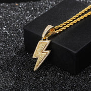 ICED LIGHTNING PENDANT & CHAIN SET